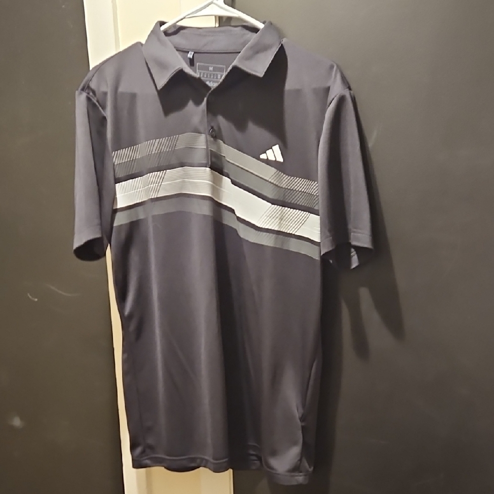 Adidas Men's Polo Shirt with Gray Stripes